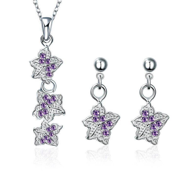 Wholesale Trendy Silver Plant CZ Jewelry Set TGSPJS380 0