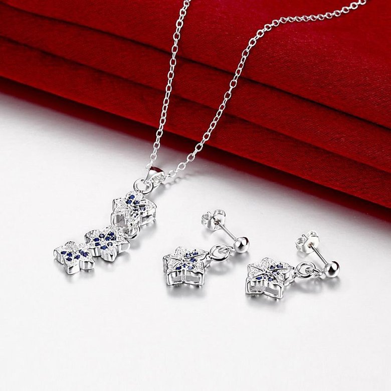 Wholesale Trendy Silver Plant CZ Jewelry Set TGSPJS380 4