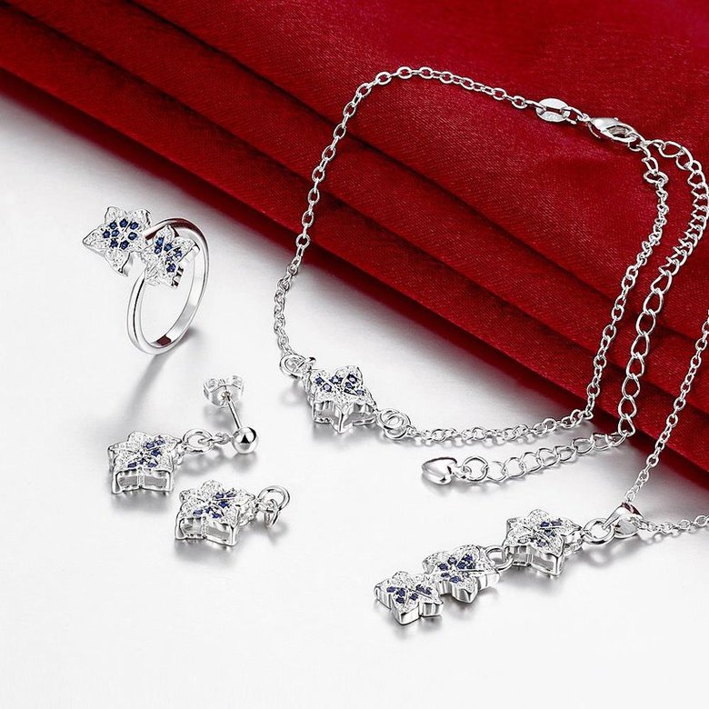 Wholesale Trendy Silver Plant CZ Jewelry Set TGSPJS384 2