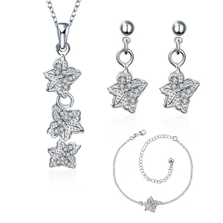 Wholesale Trendy Silver Plant CZ Jewelry Set TGSPJS388 0