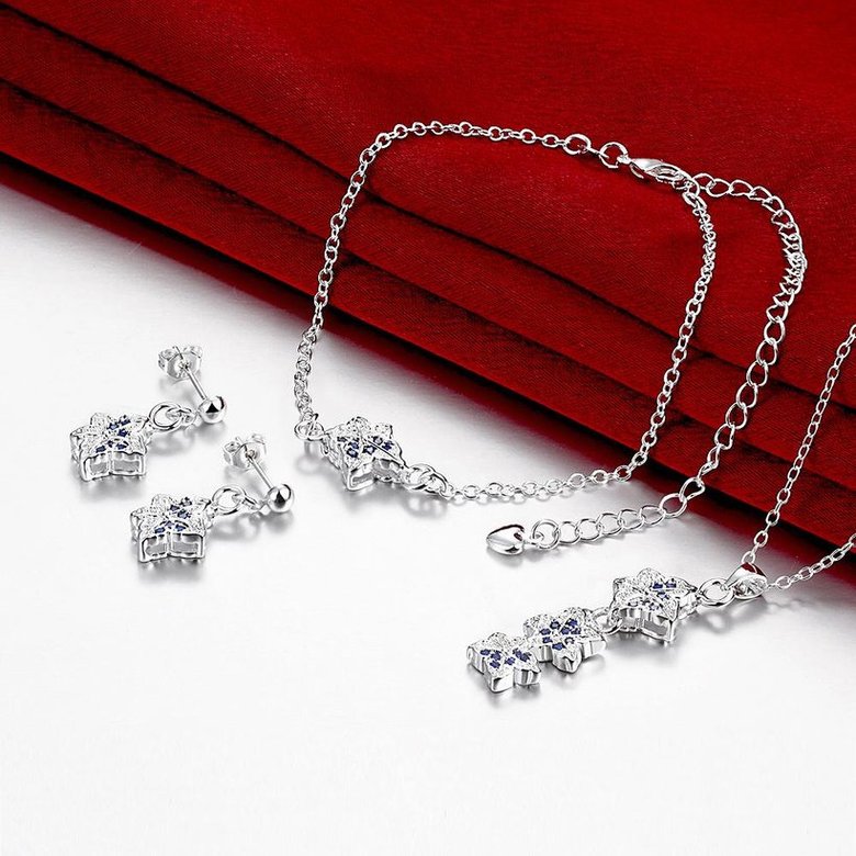 Wholesale Trendy Silver Plant CZ Jewelry Set TGSPJS388 1