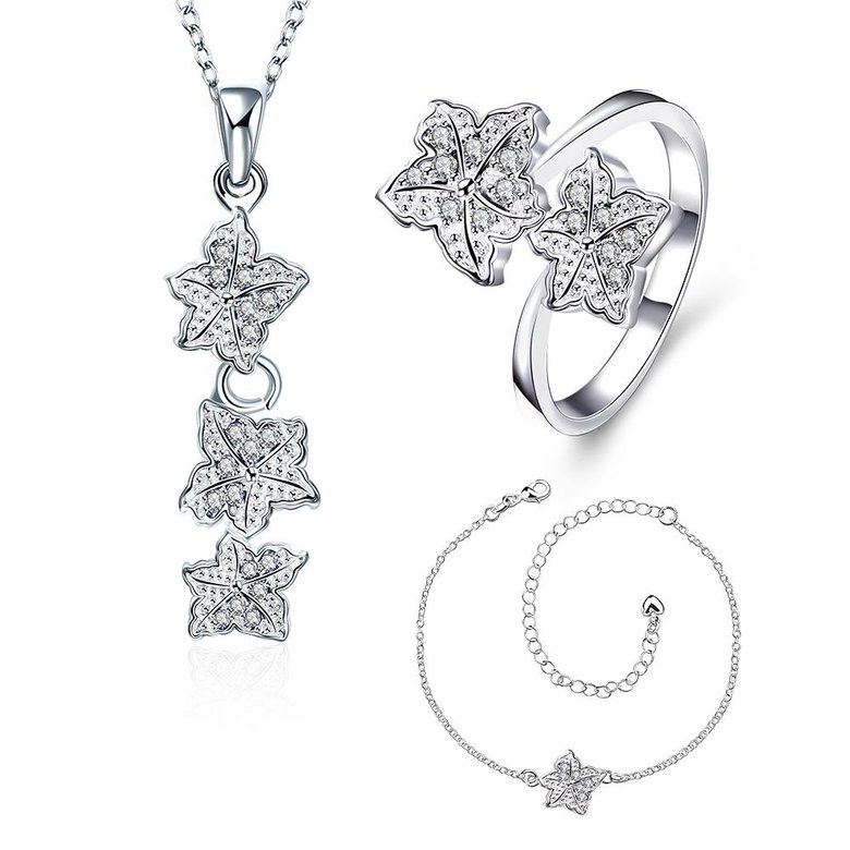 Wholesale Trendy Silver Plant CZ Jewelry Set TGSPJS392 0