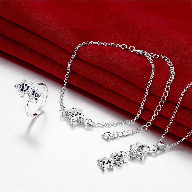 Wholesale Trendy Silver Plant CZ Jewelry Set TGSPJS392 1