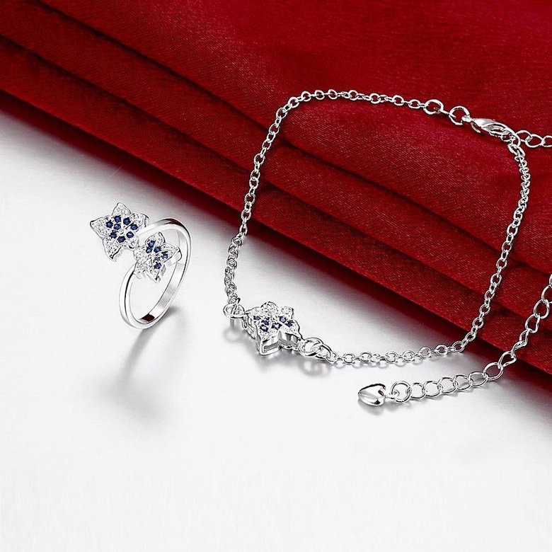 Wholesale Trendy Silver Plant CZ Jewelry Set TGSPJS399 1