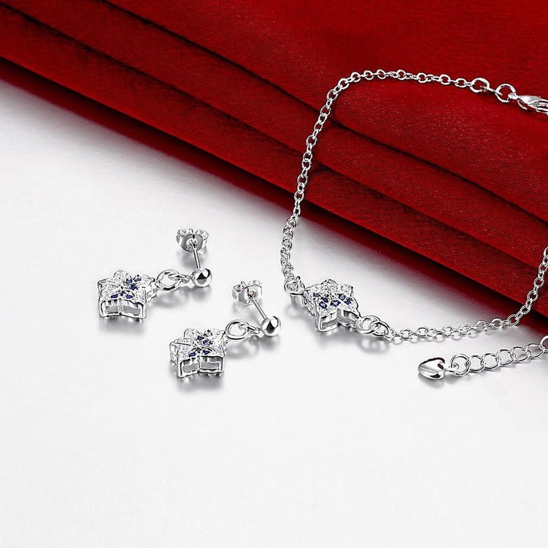 Wholesale Trendy Silver Plant CZ Jewelry Set TGSPJS403 1