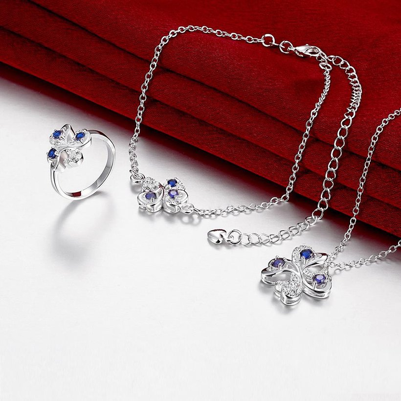 Wholesale Trendy Silver Plant Glass Jewelry Set TGSPJS417 2