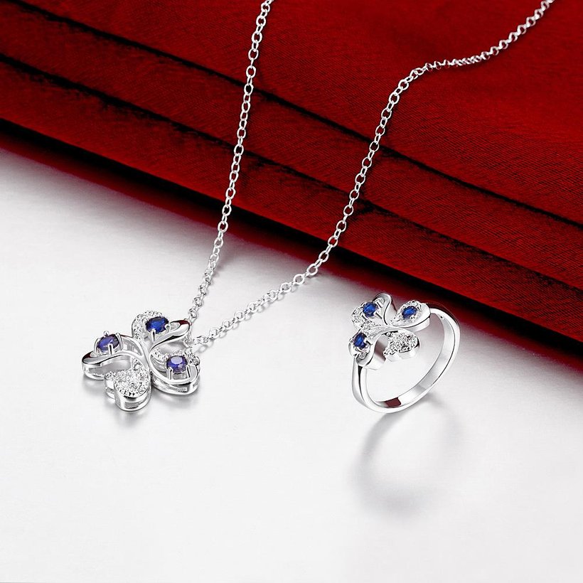 Wholesale Trendy Silver Plant Glass Jewelry Set TGSPJS427 1