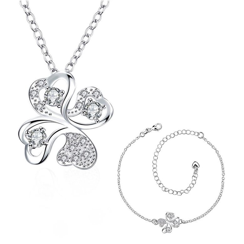 Wholesale Trendy Silver Plant Glass Jewelry Set TGSPJS437 0