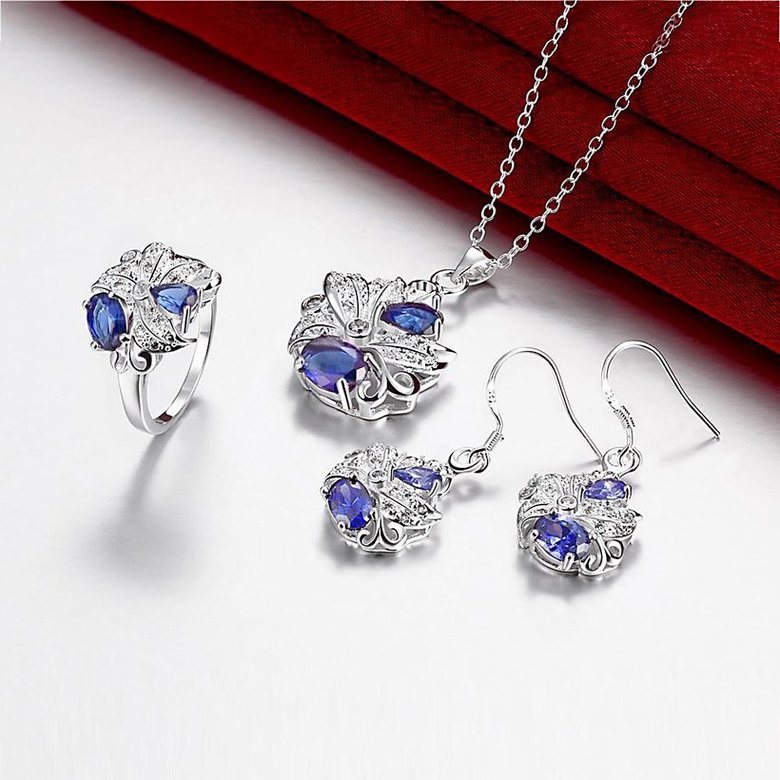 Wholesale Trendy Silver Plant Glass Jewelry Set TGSPJS480 0
