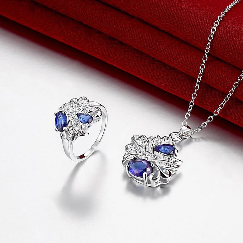 Wholesale Trendy Silver Plant Glass Jewelry Set TGSPJS485 1