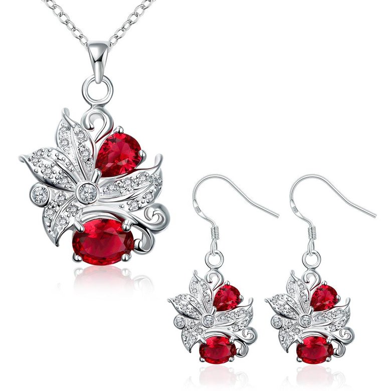 Wholesale Trendy Silver Plant Glass Jewelry Set TGSPJS490 1