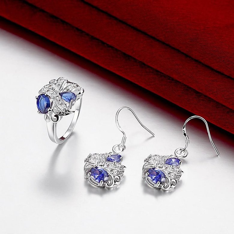 Wholesale Trendy Silver Plant Glass Jewelry Set TGSPJS012 0