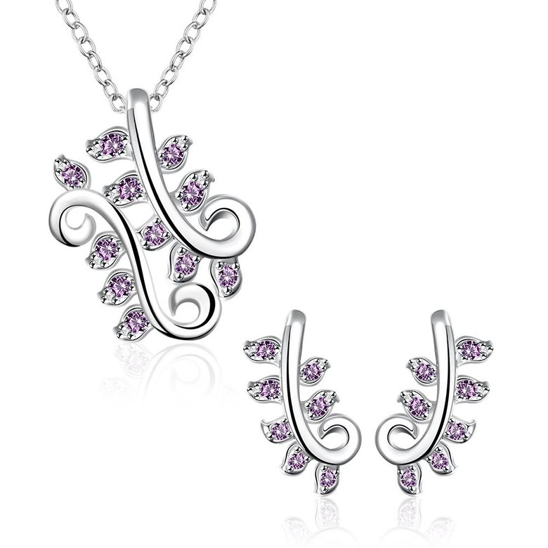 Wholesale Trendy Silver Plant CZ Jewelry Set TGSPJS524 1