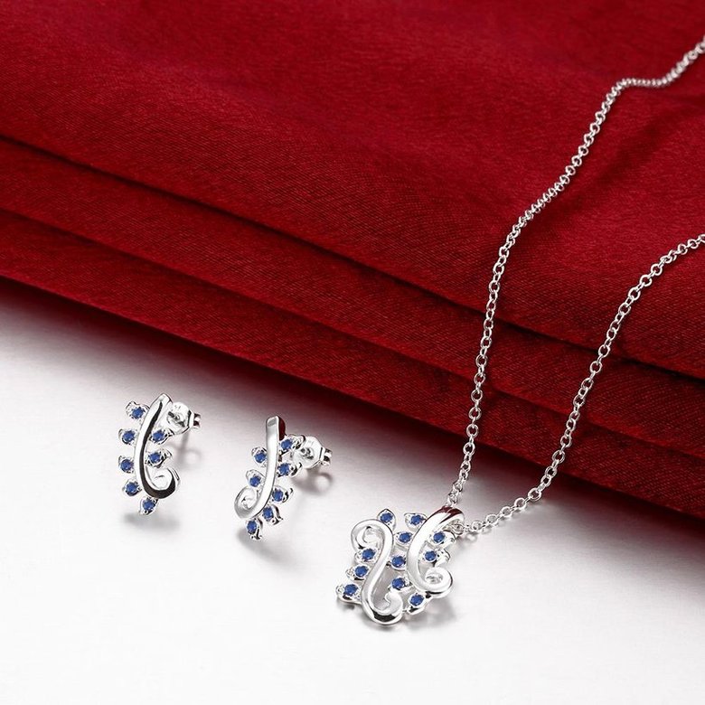 Wholesale Trendy Silver Plant CZ Jewelry Set TGSPJS524 4