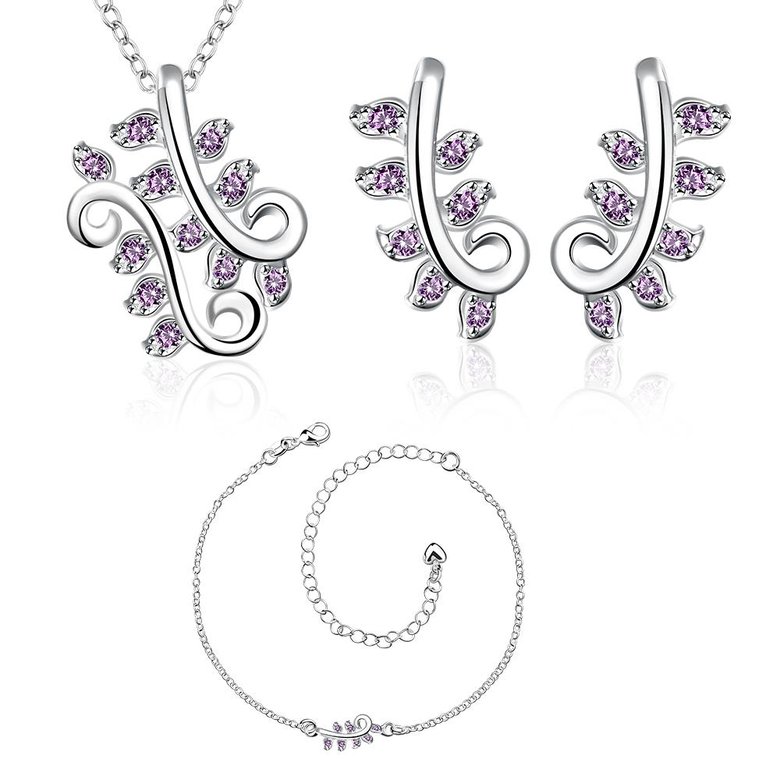 Wholesale Trendy Silver Plant CZ Jewelry Set TGSPJS534 0