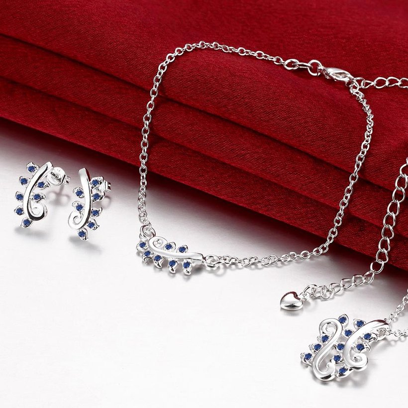 Wholesale Trendy Silver Plant CZ Jewelry Set TGSPJS534 5