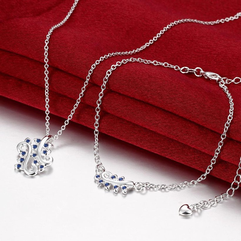Wholesale Trendy Silver Plant CZ Jewelry Set TGSPJS544 2