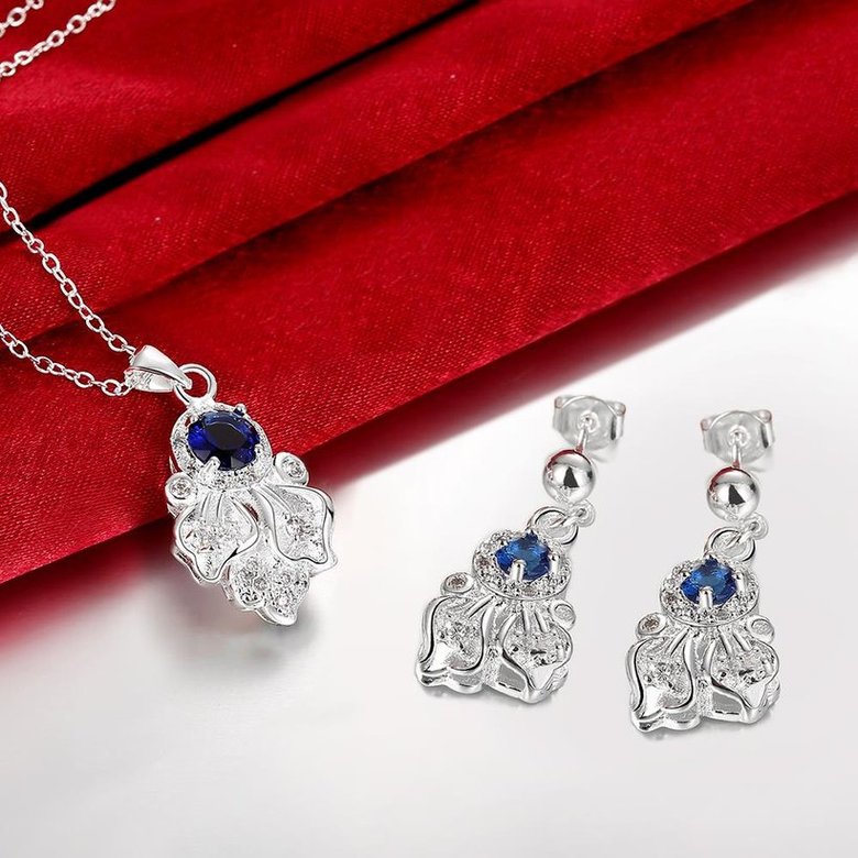 Wholesale Romantic Silver Plant CZ Jewelry Set TGSPJS663 1