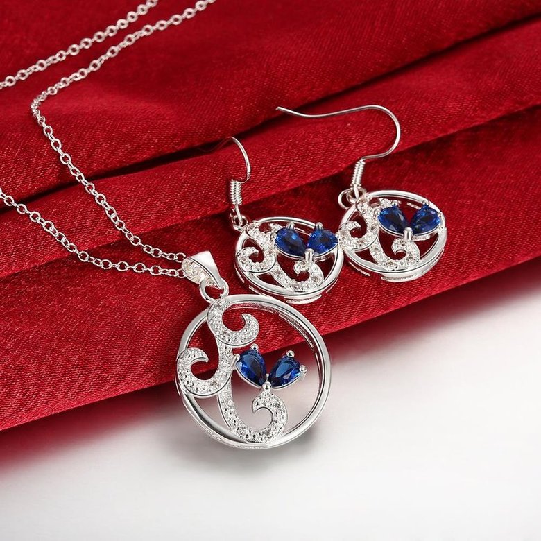 Wholesale Classic Silver Round CZ Jewelry Set TGSPJS680 0