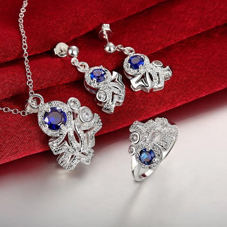 Wholesale Classic Silver Plant CZ Jewelry Set TGSPJS727 0