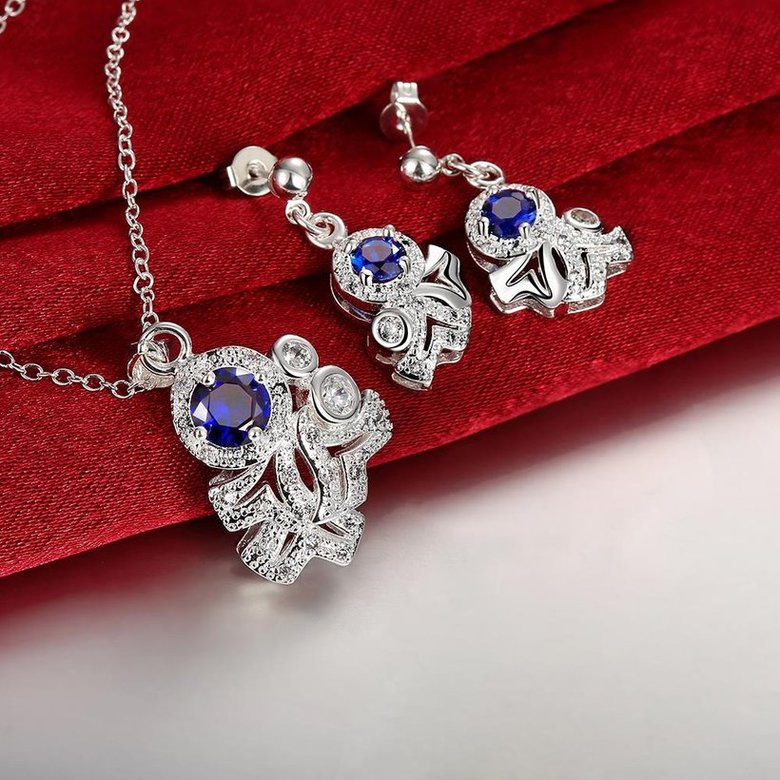 Wholesale Classic Silver Plant CZ Jewelry Set TGSPJS730 0