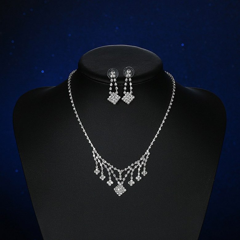 Wholesale Romantic Silver White Crystal Jewelry Set TGSPJS798 3