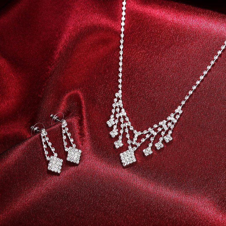 Wholesale Romantic Silver White Crystal Jewelry Set TGSPJS798 4