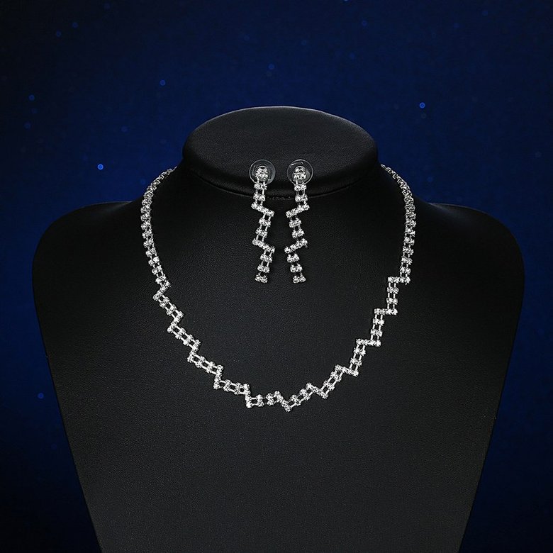 Wholesale Romantic Silver White Crystal Jewelry Set TGSPJS801 3