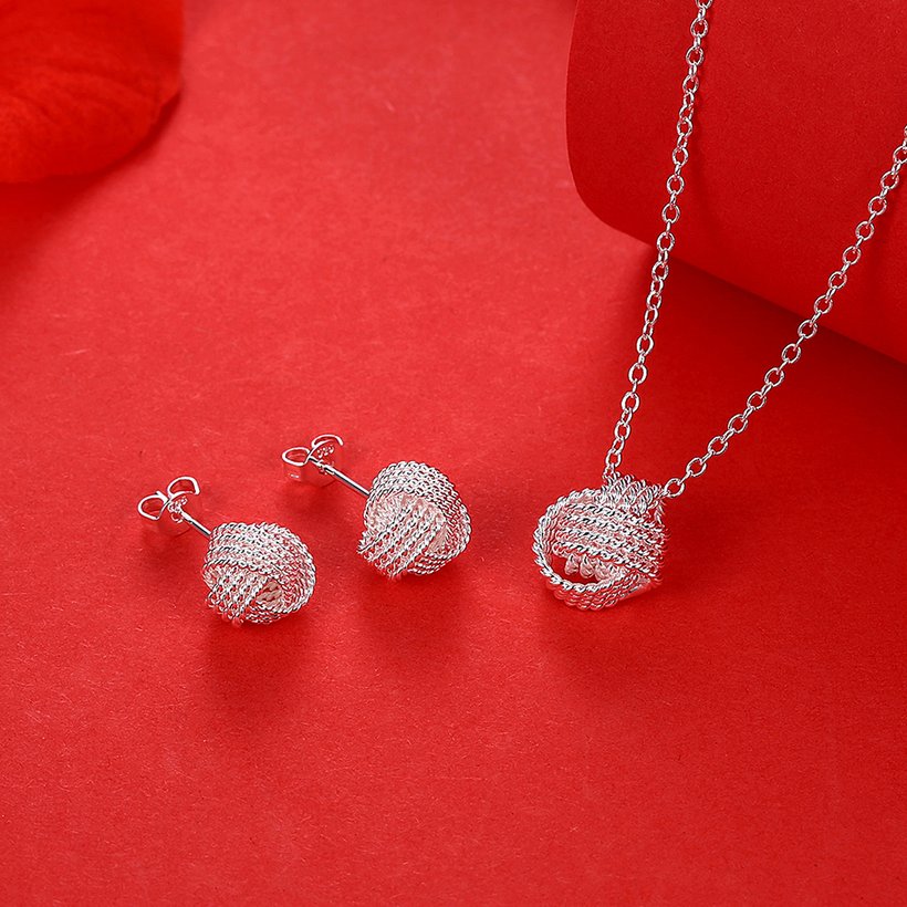 Wholesale Trendy Silver Round Jewelry Set TGSPJS067 0