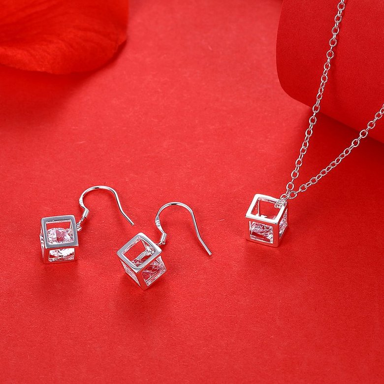 Wholesale Trendy Silver CZ Jewelry Set TGSPJS071 0