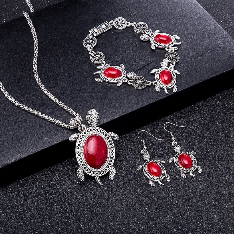 Wholesale Antique Silver Tortoise Glass Jewelry Set TGSPJS144 9