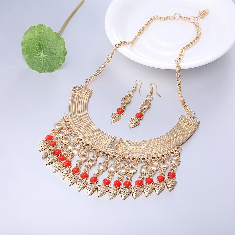 Wholesale Fashion Antique Gold Geometric Glass Jewelry Set TGSPJS158 19