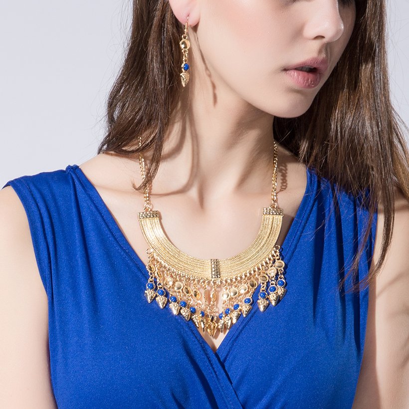 Wholesale Fashion Antique Gold Geometric Glass Jewelry Set TGSPJS158 7