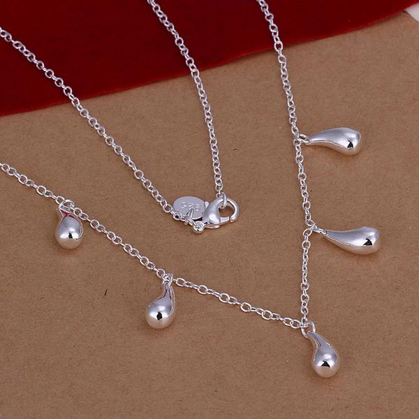 Wholesale Trendy Silver Water Drop Jewelry Set TGSPJS710 0
