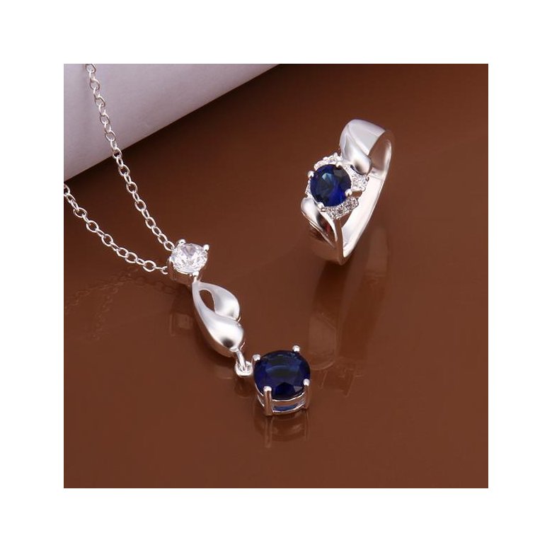 Wholesale Romantic Antique Silver Round Crystal Jewelry Set TGSPJS637 1