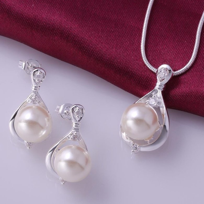 Wholesale Trendy Silver Round Crystal Jewelry Set TGSPJS234 0