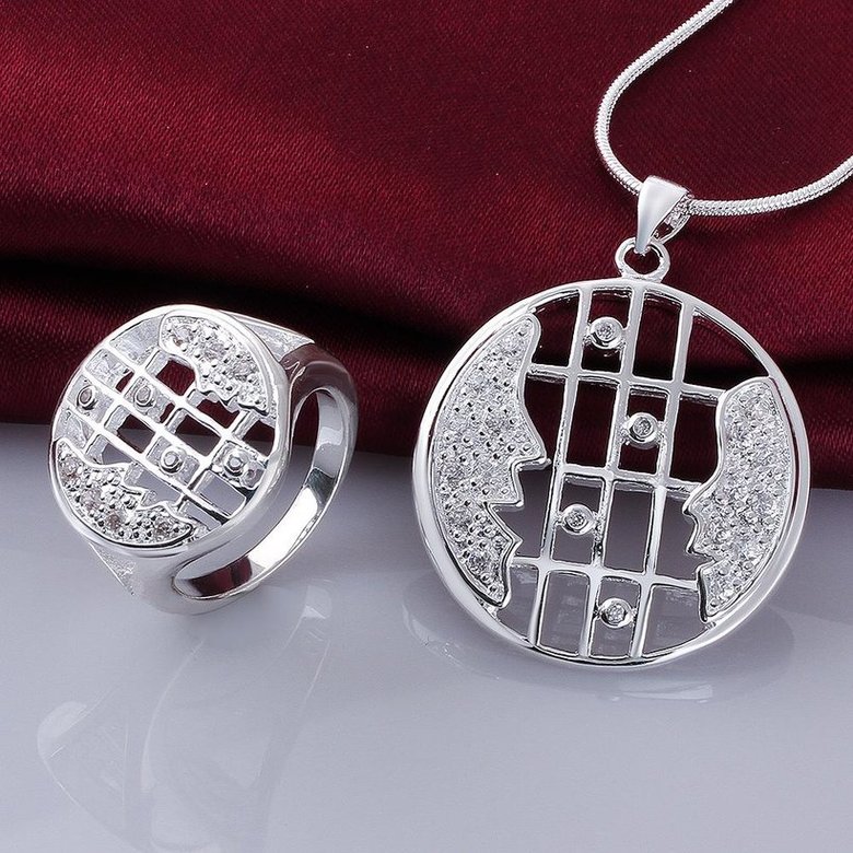 Wholesale Classic Silver Round Crystal Jewelry Set TGSPJS282 0