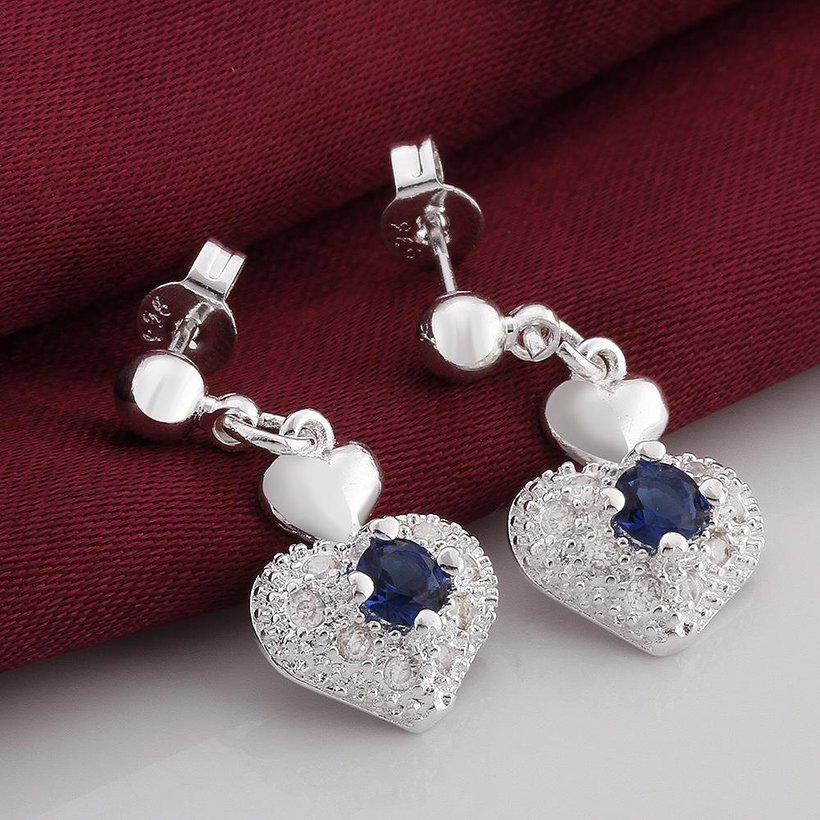 Wholesale Romantic Silver Heart Crystal Jewelry Set TGSPJS287 5