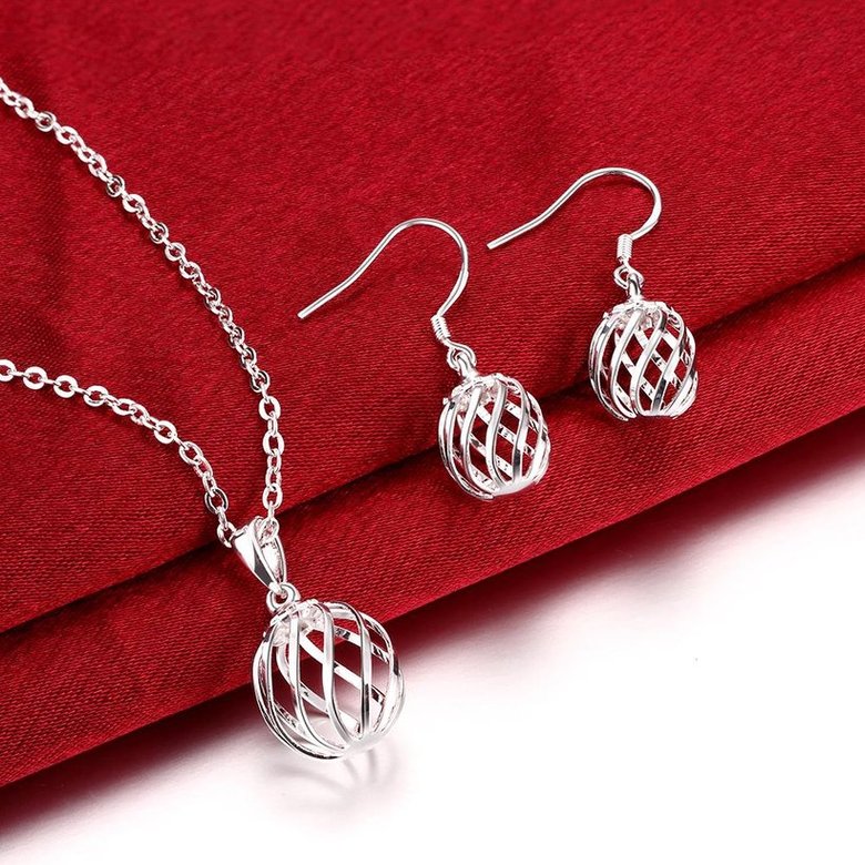 Wholesale Romantic Silver Round Jewelry Set TGSPJS379 2