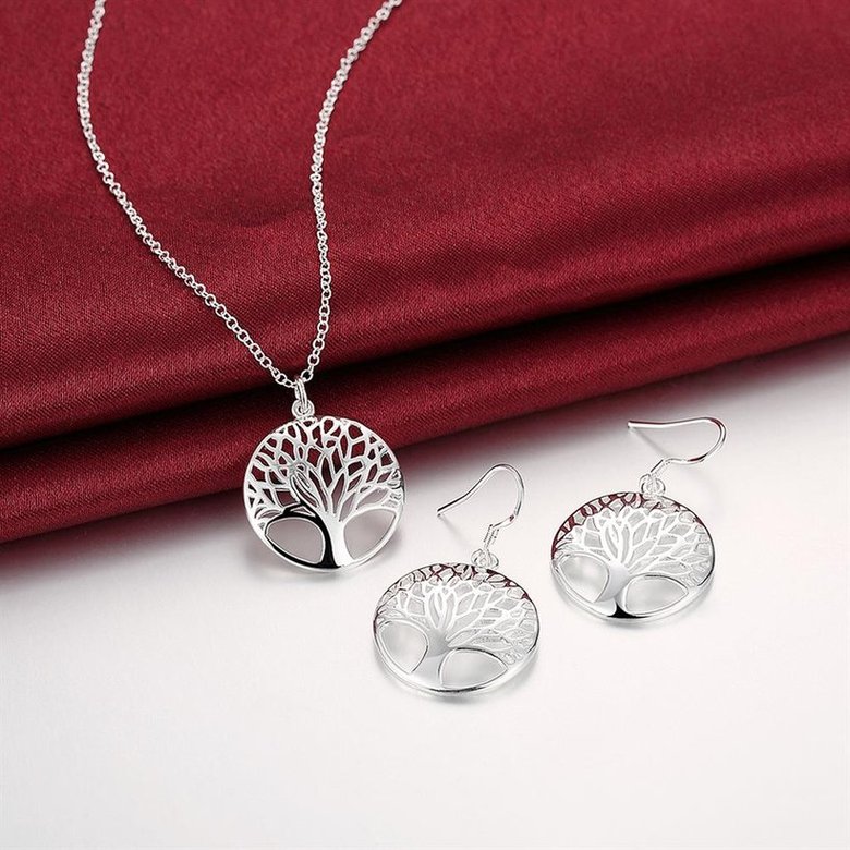 Wholesale Romantic Silver Plant Jewelry Set TGSPJS508 1