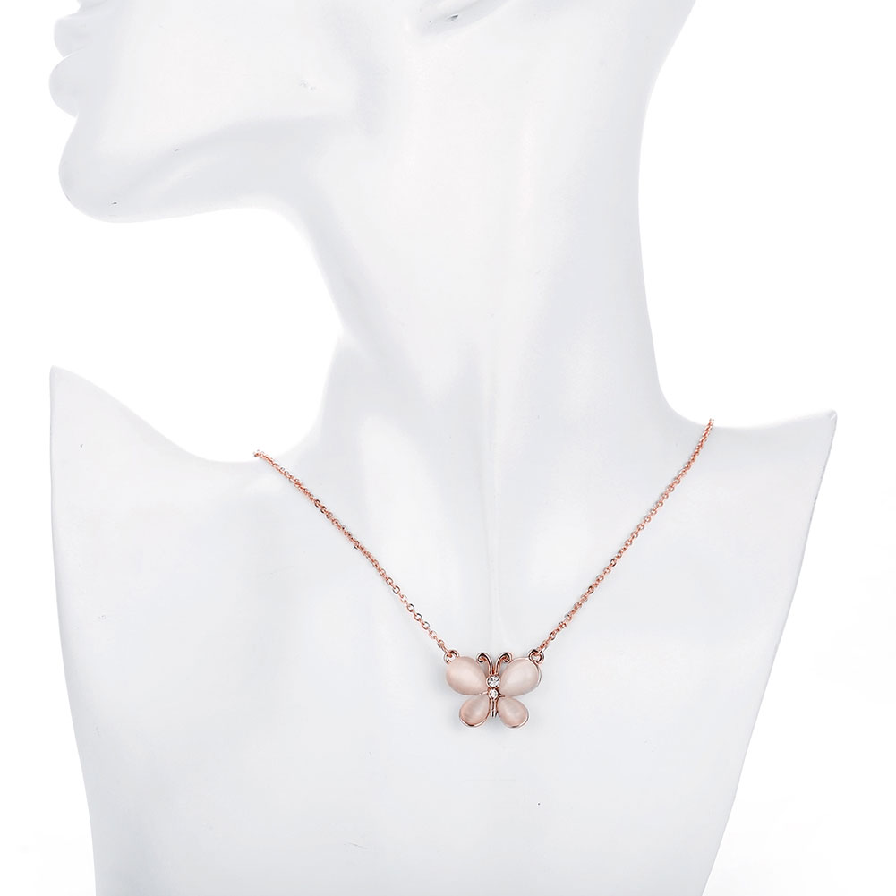 Wholesale Romantic Rose Gold Butterfly White Crystal Necklace  for women Girls Love Heart Necklace fine Valentine's Day Gift TGGPN369 4