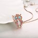 Wholesale Fashion rose Gold Color Chain Necklace blue Crystal Zircon Lovely Animal Owl Pendants Necklaces Jewelry For Women Gift TGGPN391 3 small