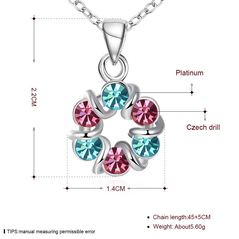 Wholesale Newest Arrival Luxury silver Color Multicolor Cubic Zirconia Big Round garland Necklace Pendants for Women Fashion Jewelry TGGPN173 0