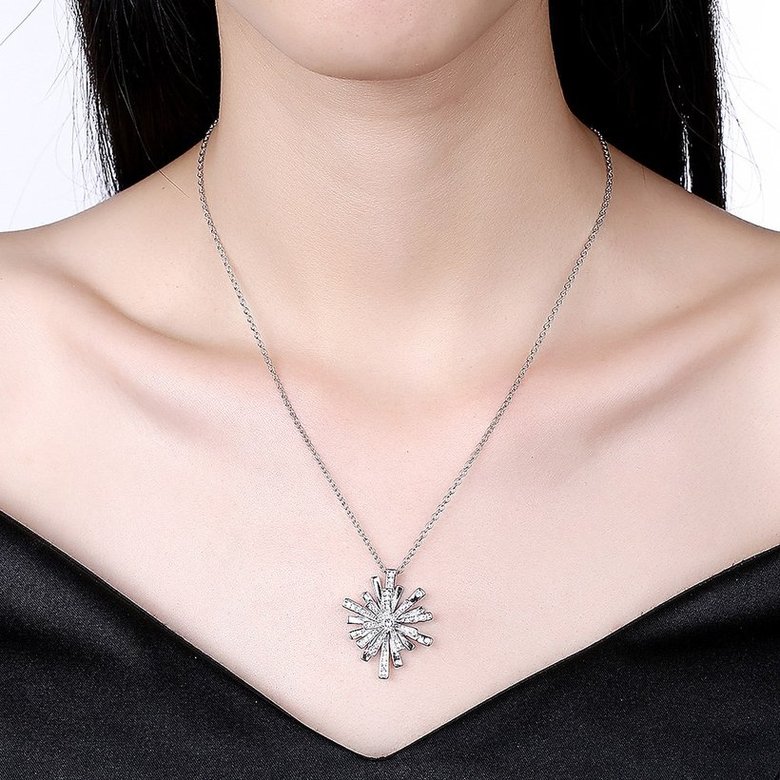 Wholesale Trendy silver color Christmas Snowflake CZ Necklace Shine high quality Pendant Necklace For Women fine Christmas Gifts TGGPN325 0
