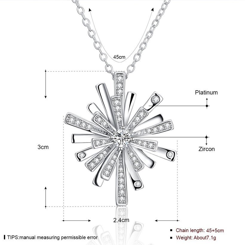 Wholesale Trendy silver color Christmas Snowflake CZ Necklace Shine high quality Pendant Necklace For Women fine Christmas Gifts TGGPN325 4