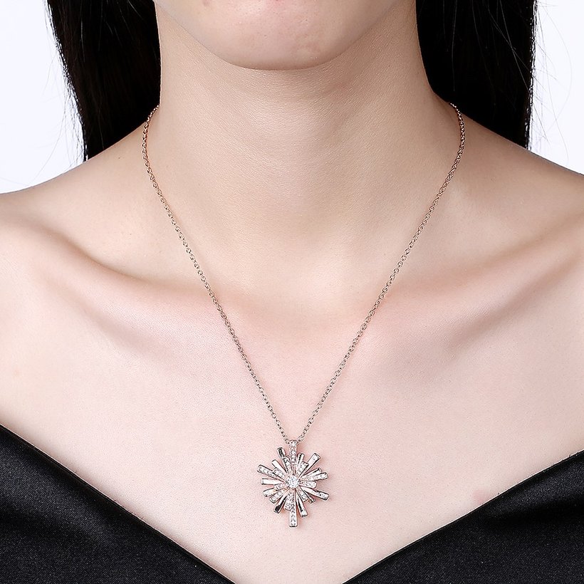 Wholesale Trendy Rose Gold Christmas Snowflake CZ Necklace Shine high quality Pendant Necklace For Women fine Christmas Gifts TGGPN327 0