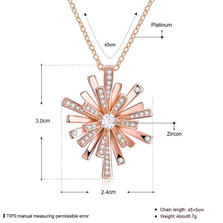 Wholesale Trendy Rose Gold Christmas Snowflake CZ Necklace Shine high quality Pendant Necklace For Women fine Christmas Gifts TGGPN327 4