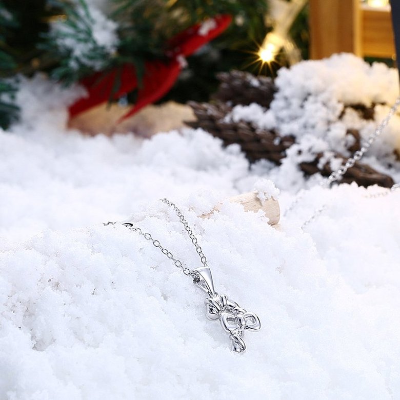 Wholesale Trendy Platinum Christmas Bow Tie Necklace  fine Christmas gift valentine's day Jewelry TGGPN363 1