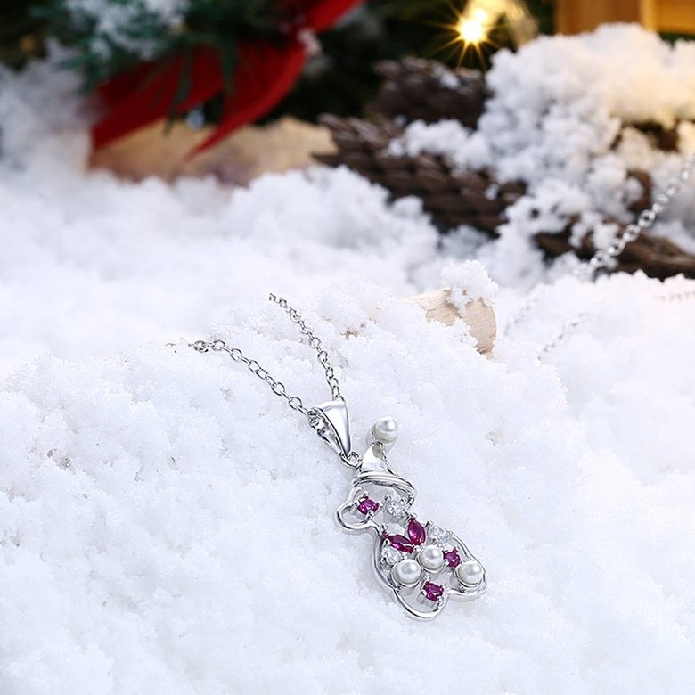 Wholesale Christmas Day Women Necklace Snowman Modeling Pendant Copper Necklace For Women Inlaid Cubic Zircon Cute Fashion Jewelry TGGPN389 1