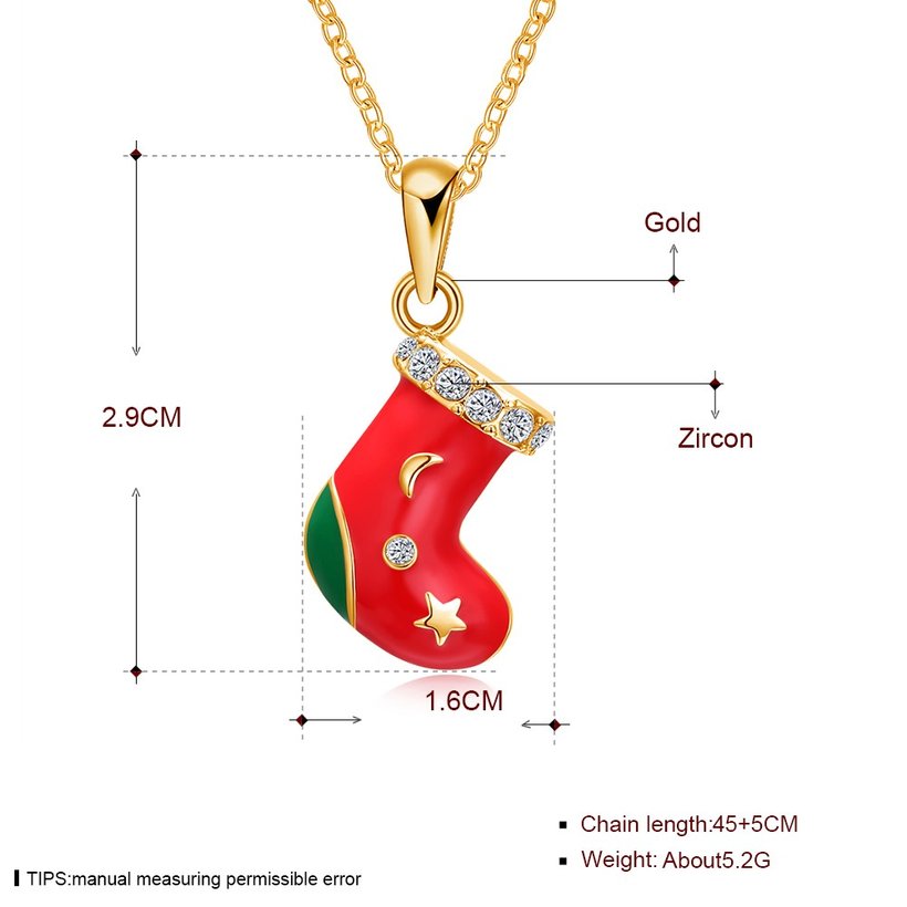 Wholesale Fashion Cubic Zirconia Christmas Senta Sock Pendant with Chain Necklaces Novelty Necklace Jewelry for Women Party Gift TGGPN482 4